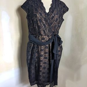 Faux Wrap Lace LBD Dress with Sequins 14P Formal Event Dress